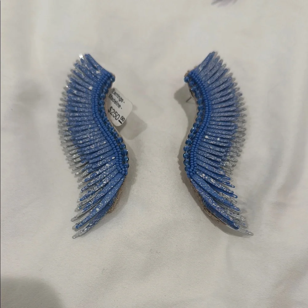 Mignonne Gavigan Blue Feathered Wing Earrings - Picture 1 of 1